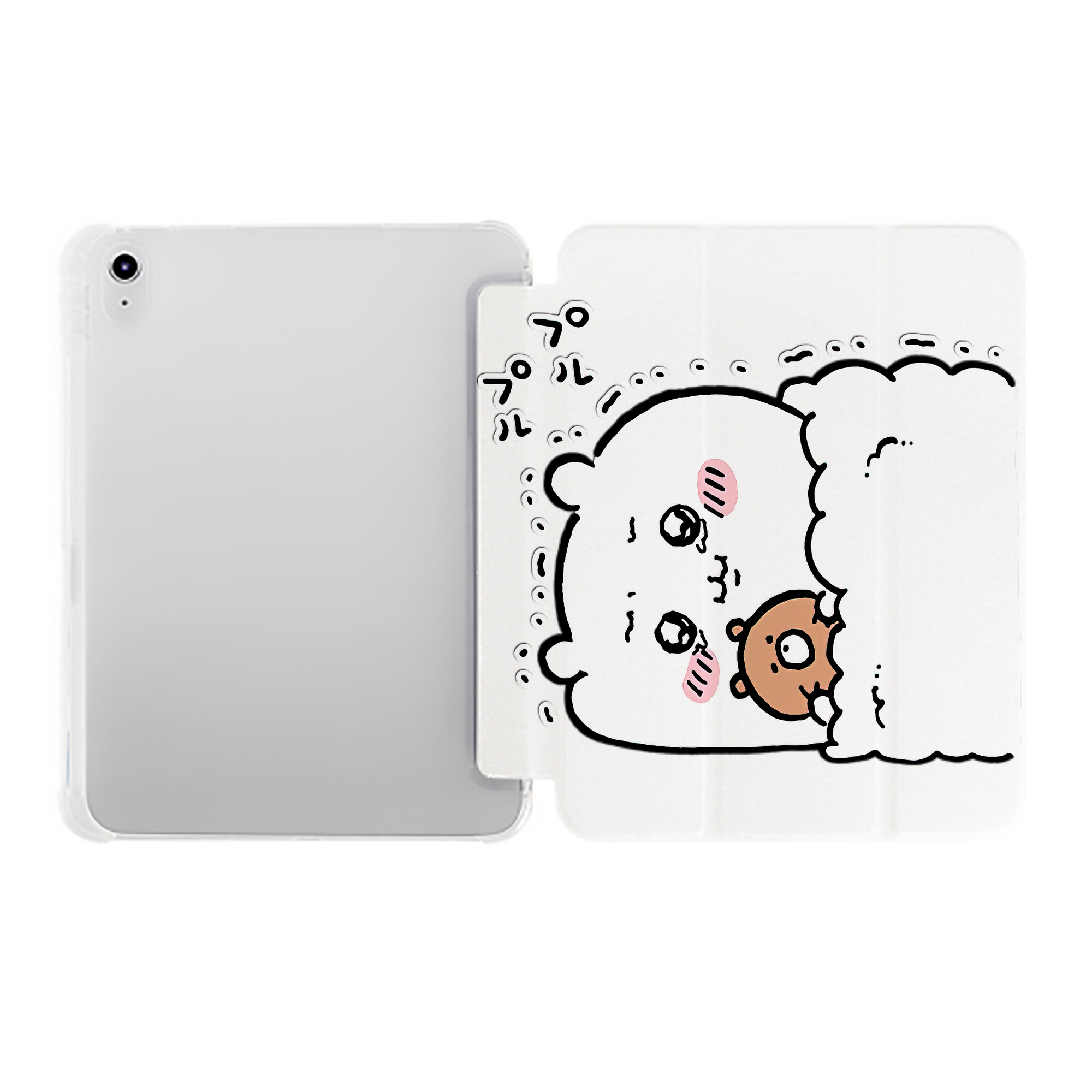 （画像用） ちいかわ ちいかわ Chii-kawa chiikawa IPad ケース ペン収納付き 三つ折りスタンド PUレザー×シリコン 対応機種9.5/10.5/10.9インチ